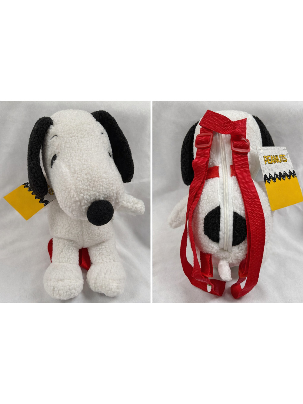 Peanuts Snoopy Sherpa Plush Backpack 13in Red Straps NWT 2025